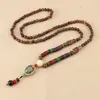 Anhänger Halsketten Vintage Ethnische Nepal Buddhistische Mala Lange Halskette Holz Perlen Buddha Aussage Elefanten Anhänger Frauen Männer Drop