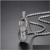 Pendant Necklaces Iced Out Sneakers Necklace Choker Chain Women Hiphop Jewelry For Men Cubic Zircon Sport Shoes Necklacependant Drop Dhh1E