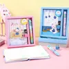 Set 64 Sheets Hand Book With Lock 6-color Ball-point Pen Girl Diary Primary School Kids Stationery Accessories