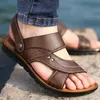 Cuir Beach Casual Summer Men's Fashion Slippers Stripe Sandals Chaussures pour hommes en caoutchouc 230518 A7FA