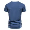 T-Shirts Yaz En Kaliteli Pamuk T Düz Renk Tasarım V yaka T-Shirt Sıradan Klasik Erkek Giyim Üstleri Tee Sesli Erkekler 230519