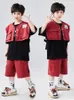 Stage Wear Ballroom Hip Hop Dance Costumes For Kids Red Vest Losse shorts Kpop Outfits Girls Boys Jazz Performance Show Kleding DQS12849