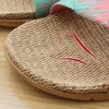 Zapatillas de verano para mujer, calzado para el hogar, zapatos para interiores y exteriores, correa cruzada, suela de lino de colores mezclados, cómodas y antideslizantes para mujer