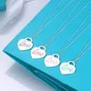 T home LOVE necklace female ins Europe and America love type blue enamel peach heart pendant clavicle chain