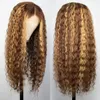 180densitet Highlight Deep Wave Spets Frontal Wig Simation Human Hair Spets Front Wigs Colored Brasilian Curly Blonde Wig Preplucked