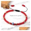 Chaîne À La Main Tressé Evil Blue Eye Bracelet 4Mm Naturel Noir Mat Pierre De Lave Bracelets De Perles Pour Femmes Hommes Drop Delivery J Dhgarden Dhqtr