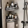 Étagères de salle de bain Étagères de salle de bain au-dessus des toilettes Étagères de rangement d'angle de douche murales sans perçage Porte-shampooing Accessoires de quincaillerie de salle de bain 230518