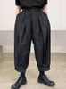Herrbyxor 2023Waist Japan herrar snör upp veckade harajuku elastiska streetwear lösa avslappnade svarta kimono kjolar menskläder byxor man
