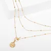 Anhänger Halsketten Einfache Geometrische Runde Erde Mehrschichtige Perlen Kette Halskette Halsbänder Collier Für Frauen Damen Schmuck