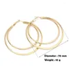 Hoop Earrings Women's Fashion Hyperbolic Big Two-Row Smooth Elegant Huge Huggies Charming Dangle Earring Piercing Jewelry Gift