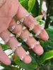 Cluster Rings 10PCS Open Adjusted Women Finger Band Enamel Light Pink Blue Purple Tear Drop CZ Fashion Colorful Ring