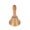 Christmas Decorations Solid Brass Wooden Handle School Reception Dinner Wood Shop El Hand Bell Toy