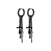 Boucles d'oreilles créoles 1X Punk plume croix pendentif gland balancent pour femmes hommes cercle boucle d'oreille en acier inoxydable boucle d'oreille gothique bijoux