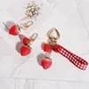 Porte-clés fraise rouge coeur porte-clés porte-clés pour femmes fille bijoux fruits simulés mignon porte-clés porte-clés meilleur ami