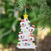 Venta al por mayor Pingüino de brillo de resina con árbol blanco Familia de 5 adornos navideños personalizados como fiesta navideña Decoración para el hogar Suministros de artesanía en miniatura