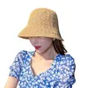 Wide Brim Hats Fashion Sun Hat Breathable Summer Short Hollow Out Crochet Floppy Top Protection