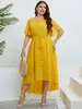 Plus la taille Robes Taille Femmes Vêtements En Mousseline De Soie Casual Vacances Plage Maxi D'été Vintage Solide Robe D'été Élégante Robe De Soirée 230518