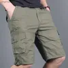 Män militärlastshorts Summer Army Green Cotton Shorts Män LoSe Multi-Pocket Shorts Homme Casual Bermuda byxor Size S-6XLL230519