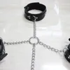 Chokers kadınlar vintage goth sahte deri yaka metal zincir kolye seti seksi gotik koşum