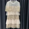 Robes Sidami nouvel été or paillettes maille Bling court robe Chic lâche cape élégant coréen paillettes fête gâteau robe Mujer Vadim