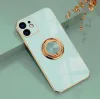 Yezhou2 Gold Electricating Frame Mobiltelefonfodral Luxury Magnetic Cover With Metal Ring Holder Stand för iPhone 13 12 11 Pro Max X XR XS 6S 7 8 Plus