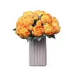 Decorative Flowers Wholesale10 Head Bundle Burnt Smoke Edge Peony Fake Flower European Artificial Bouquet