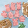 Stampi da forno 8 pezzi Stampo per biscotti in plastica di Pasqua Stampo per biscotti all'uovo di coniglio Stampo per coniglietto in cartone animato 3D Attrezzi per torte Decorazioni per feste 230518