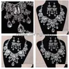 Autres ensembles de bijoux Perles africaines Big Water Drop Déclaration Collier Boucles d'oreilles Classique Indian Crystal Bridal 220831 Livraison Dhsgk