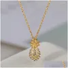 Hänghalsband europeiska och amerikanska smycken grossist mode gyllene ananasstruktur fl zirkon clavicle kedja kvinnlig halsband dh7n1