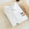 Bluzki damskie koszule 8 stylów jesienna japońska bawełniana haftowa bluzka Biała koszula Kobieta Tops 230519