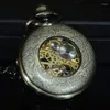 Pocket Watches Bronze Steampunk Luxury Fashion Vintage Antique Skeleton Mechanical Watch Men Chain colar FOB casual