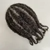 Parrucchino per capelli umani vergini indiani Radice di mais afro Trecce # 1b / grigio Toupee in pizzo pieno per il vecchio Blackman