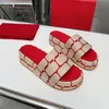 Woman Beige Black Red Fabric Flatform Slippers Sandals Woven Platform Slides Fashion Chunky Bottom Slide Summer Beach Cotton Sandal