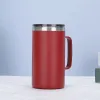 24oz ölmugg rostfritt stål vakuumisolerat tumbler kaffekopp 710 ml dubbel vägghandtag muggar accepterar anpassad logotyp M42