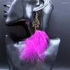 Stud Earrings Bohemian Pink Feather Earring For Women Bohemia Multicolor Alloy Dangle Drop Jewelry Wedding 2023 Gifts