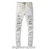 anacardi Jeans Designer Pantaloni Uomo moda nuovissimo bianco Denim Amirres jeans strappati a fiori pantaloni da uomo slim fit piccoli elastici stile ins EOQF