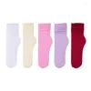 Women Socks 5Pairs/set Summer Cute Thin Loose Velvet Nylon Soft Breathable Long Solid Color Casual Calcetines Mujer