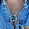 Pendentif Colliers Western Initial Charm Collier Aztèque Imprimer Tiny Turquoise Rodeo Lettre Cowgirl Accessoires Anniversaire G Drop Deliver Dh49J