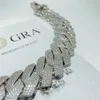 مجوهرات الهيب هوب 26 ملم 925 فضي صلبة مثلج خارج الرابط الكوبي Moissanite Prong Cupan Bracelet VVS Diamond Cuban Bracelet