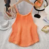 Women's Tanks Crochet Knit Vest Solid Sleeveless Women's Knitted Crop Tops Halter Neck Tank Top Casual Versatile Streetwear Summer