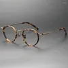 Solglasögon ramar japansk handgjorda ren titanacetatglasögon ram män vintage rund ultralight myopia glasögon kvinnor recept