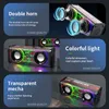 2023新しい透明なダブルホーンメカスピーカー屋外ポータブルサブウーファーベースワイヤレスBT 5.0 RGB LED照明付きスピーカー