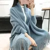 Tröjor kvinnor Cape sjal stickad kappa bat ärm imitation mink fleece tröja cardigan poncho mujer höst vinter solid lös kappa topp