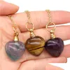 Pendant Necklaces 1Pcs Natural Stone Agates Per Bottle 60Cm Necklace Tiger Eye Amethysts /Fluorite Jewelry Gift Size 22X3M Drop Deli Dhobj