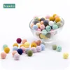 Baby Teethers Toys Bopoobo Silicone Spiral Beads 20pcs 15mm Round DIY Nursing Jewelry Accessories Honeycomb BPA Free Teether 230518