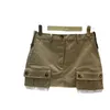 khaki work clothes short skirt women's 2023 summer new high waist versatile bag hip A-line pocket skirt