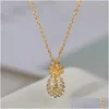 Hänghalsband europeiska och amerikanska smycken grossist mode gyllene ananasstruktur fl zirkon clavicle kedja kvinnlig halsband dh7n1