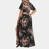 Robes grande taille Imprimé floral à manches courtes Boho Maxi robe Vintage été grande taille robes pour femmes 5XL élégant col en V robe d'été robes 230519