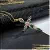 Hänghalsband ädla lyxiga kristallkorshalsband för kvinnor rostfritt stålkedja charm inledande bröllop smycken gåva droppe dhpbh
