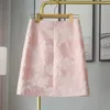 Skirts Pink Jacquard Skirt Womens Summer Temperament Ladies High Waist A-Line Skirt Showing Thin Mini Skirts Jupe Femme Faldas 230519